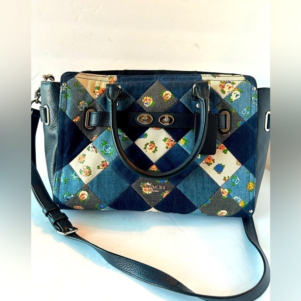 Coach NWOT Blake Denim Patchwork Satchel Handbag